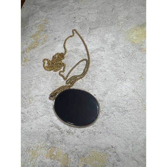 Vintage Cloisonne Style Floral Necklace with Gold Tone Chain. - Picture 4 of 7